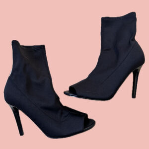 Call It Spring Black Peep Toe Sock Booties Size 11 – Stiletto Heel